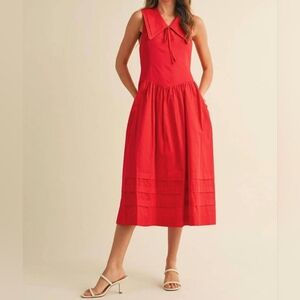 MilaMae Oversized Collar Midi Dress